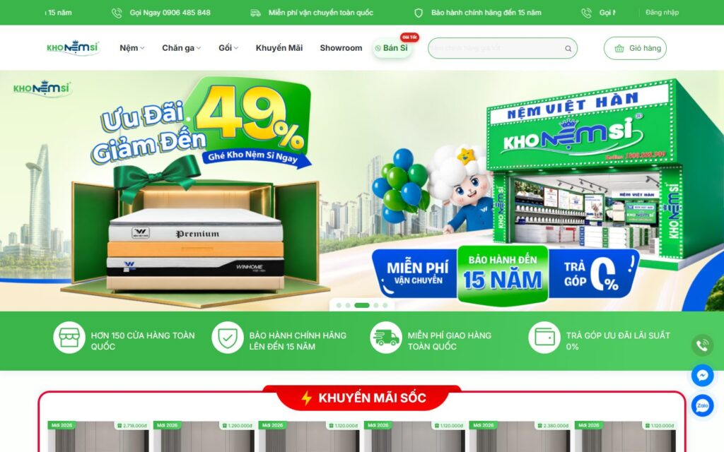 Website Kho Nệm Sỉ 1 Kho Nệm Sỉ