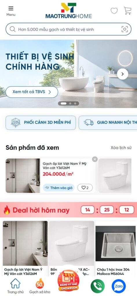 Trang chủ trên điện thoại