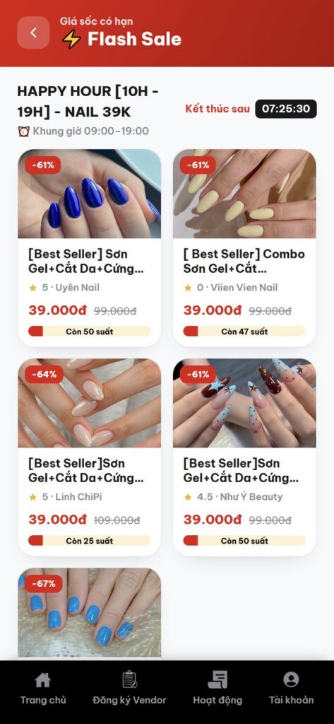 Flash sale theo khung giờ, đếm ngược