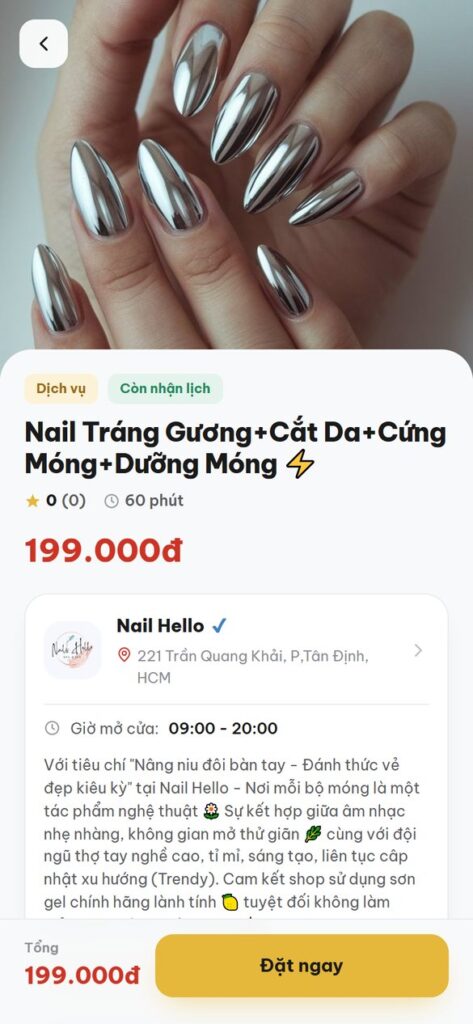 Chi tiết dịch vụ và đặt lịch