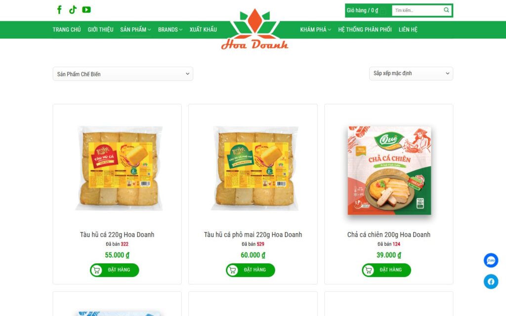 Danh mục sản phẩm chế biến