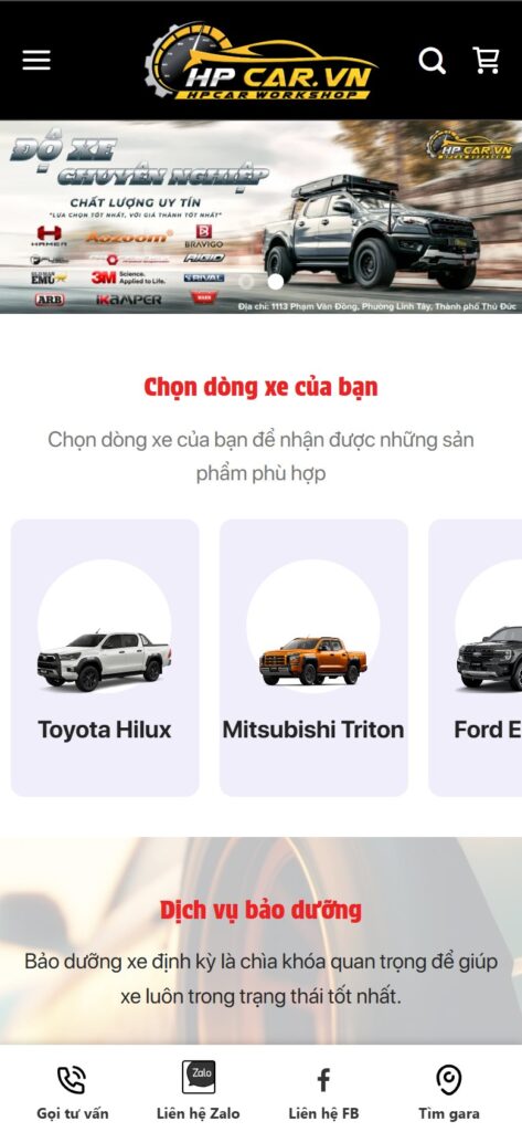 Trang chủ trên điện thoại