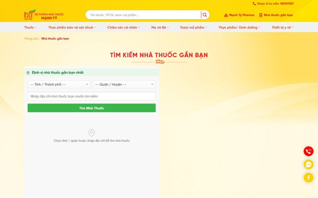 Tìm nhà thuốc gần bạn theo tỉnh, quận