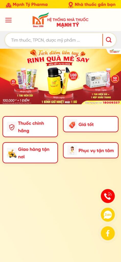 Trang chủ trên điện thoại