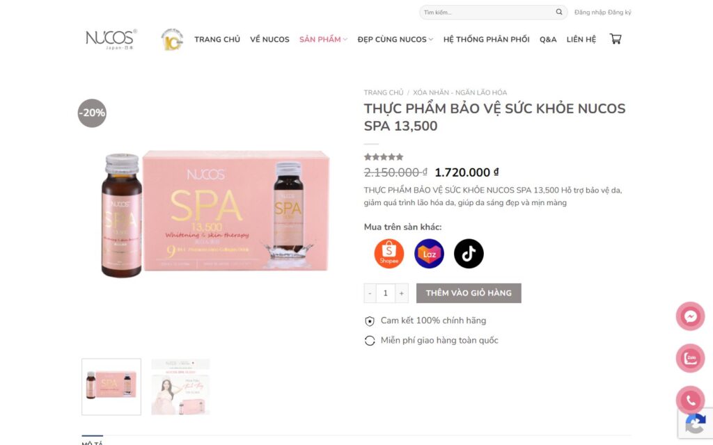 Trang sản phẩm: giá, mua trên sàn khác, thêm vào giỏ